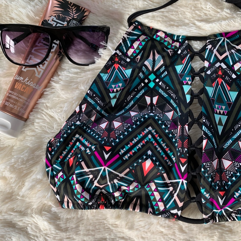 PINK High-Neck Strappy Bikini Top